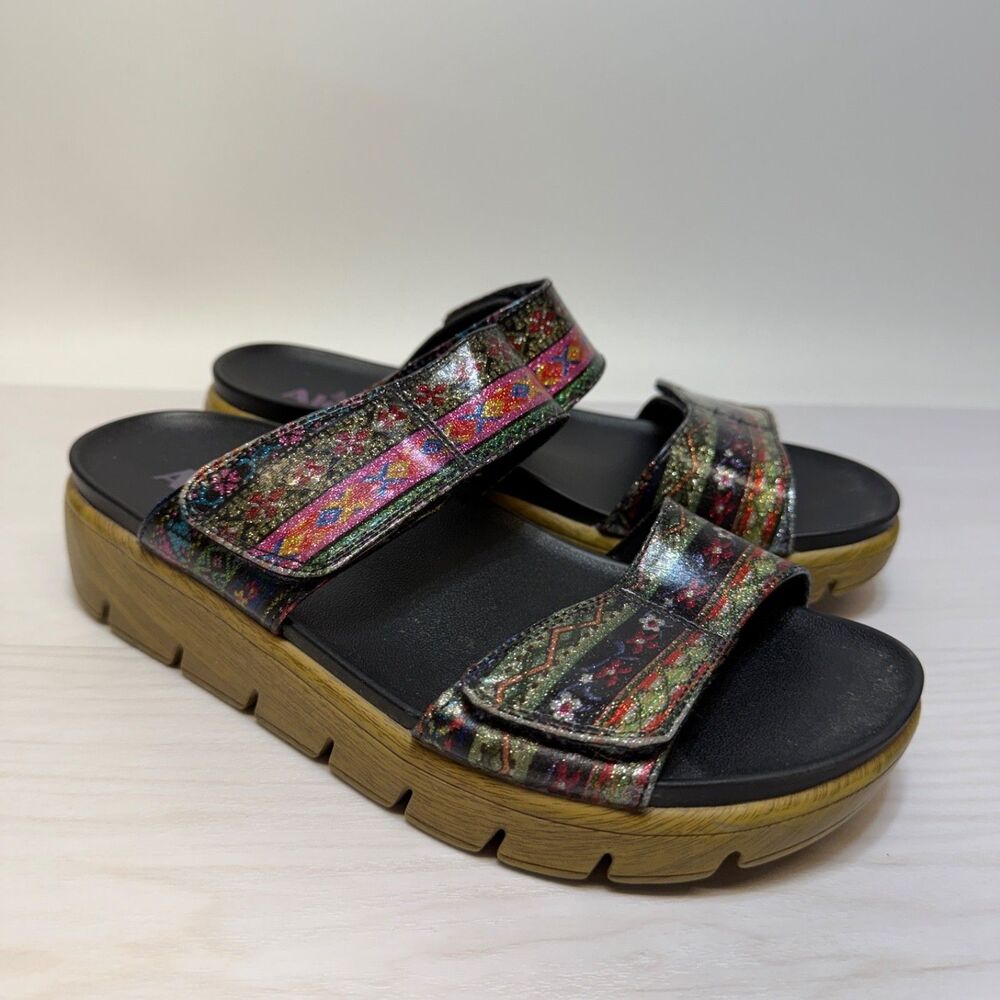 Alegria Sandals Aztec Floral 2 Strap LEN-592X Womens Size 37 US‎ 7-7.5